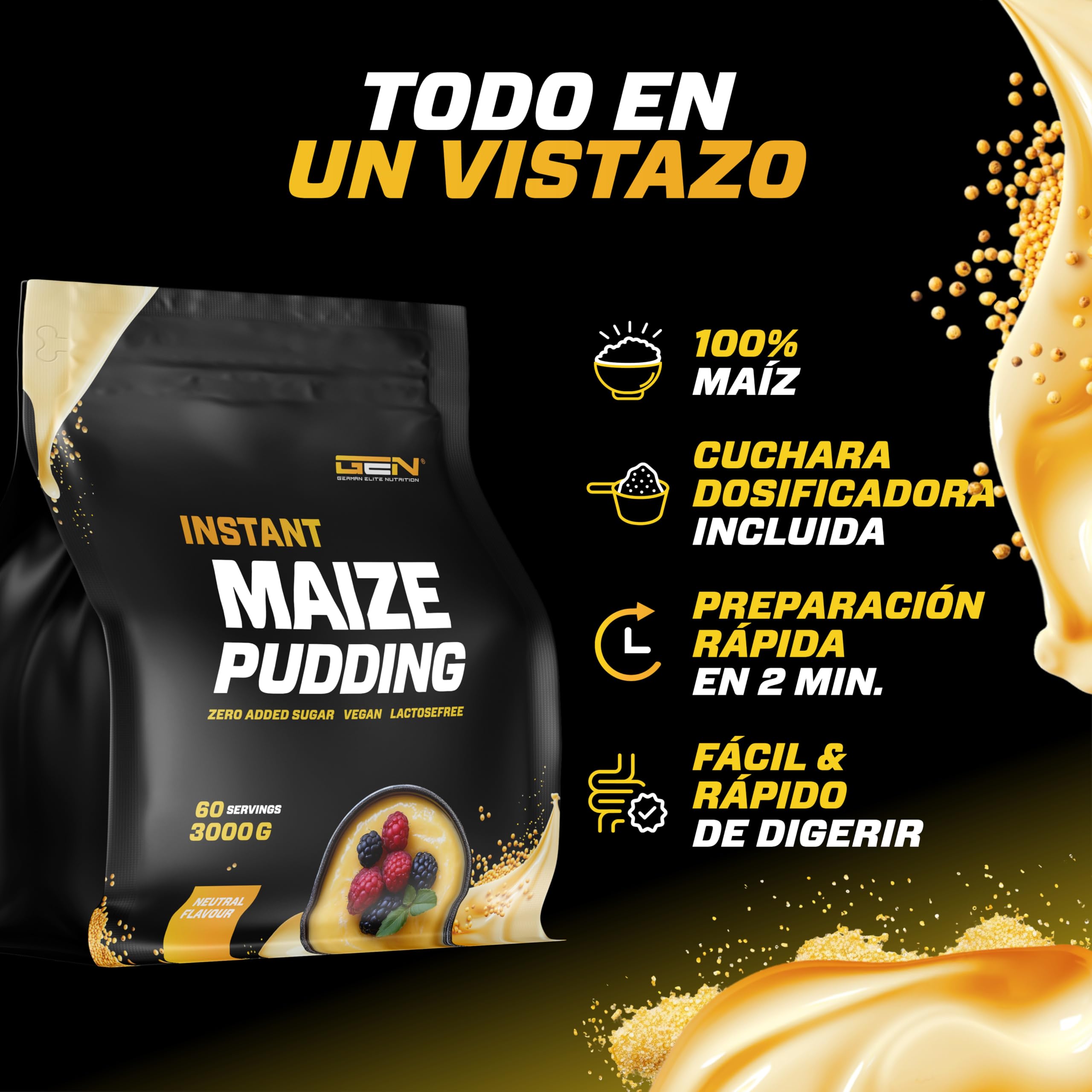Pudin de Maiz Neutro sin Azucar 3kg - 100% Maiz - Cremoso, Vegano