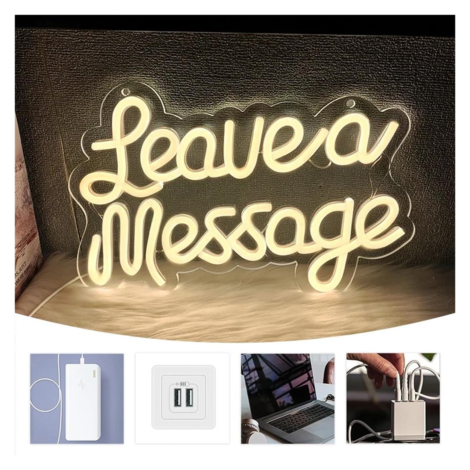 Decoración Lámparas Leave A Message Letrero De Neón Regulable Para Mesa De Escritorio De Negocios Recepción De Boda Bar De Bienvenida Tienda Mensajes Decoración 35cmx24cm