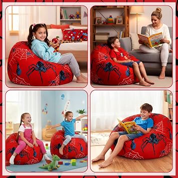 Boao 27 Inches Stuffed Animal Storage Bean Bag Cover, Spider, 1 Pc