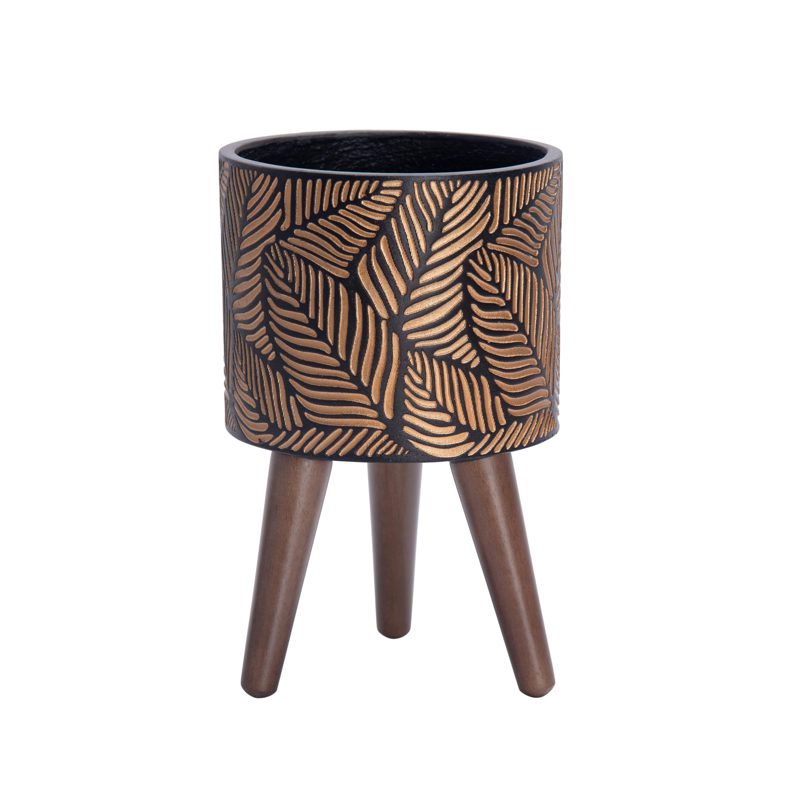 D'vine Dev 8 Inch Planter Pot with Stand, Mid-Century Tall Plant Pot with Legs for Indoor Plants, Small, Bronze/Grey, 88-L-A-6 Small Bronze/Grey