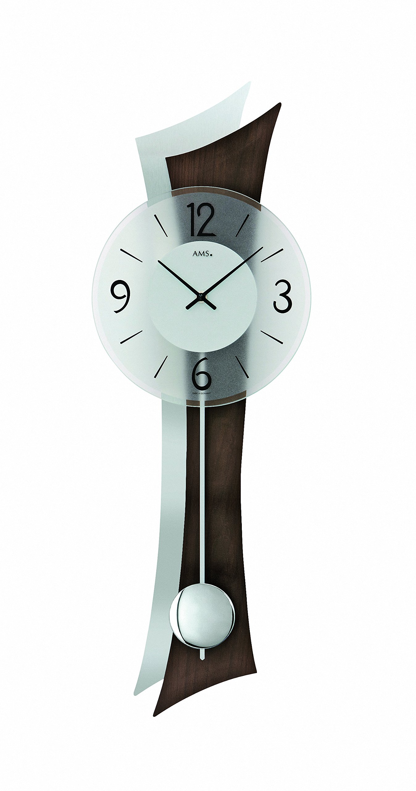 Pendule à quartz AMS W7425/1 en bois noble pour un style intemporel
