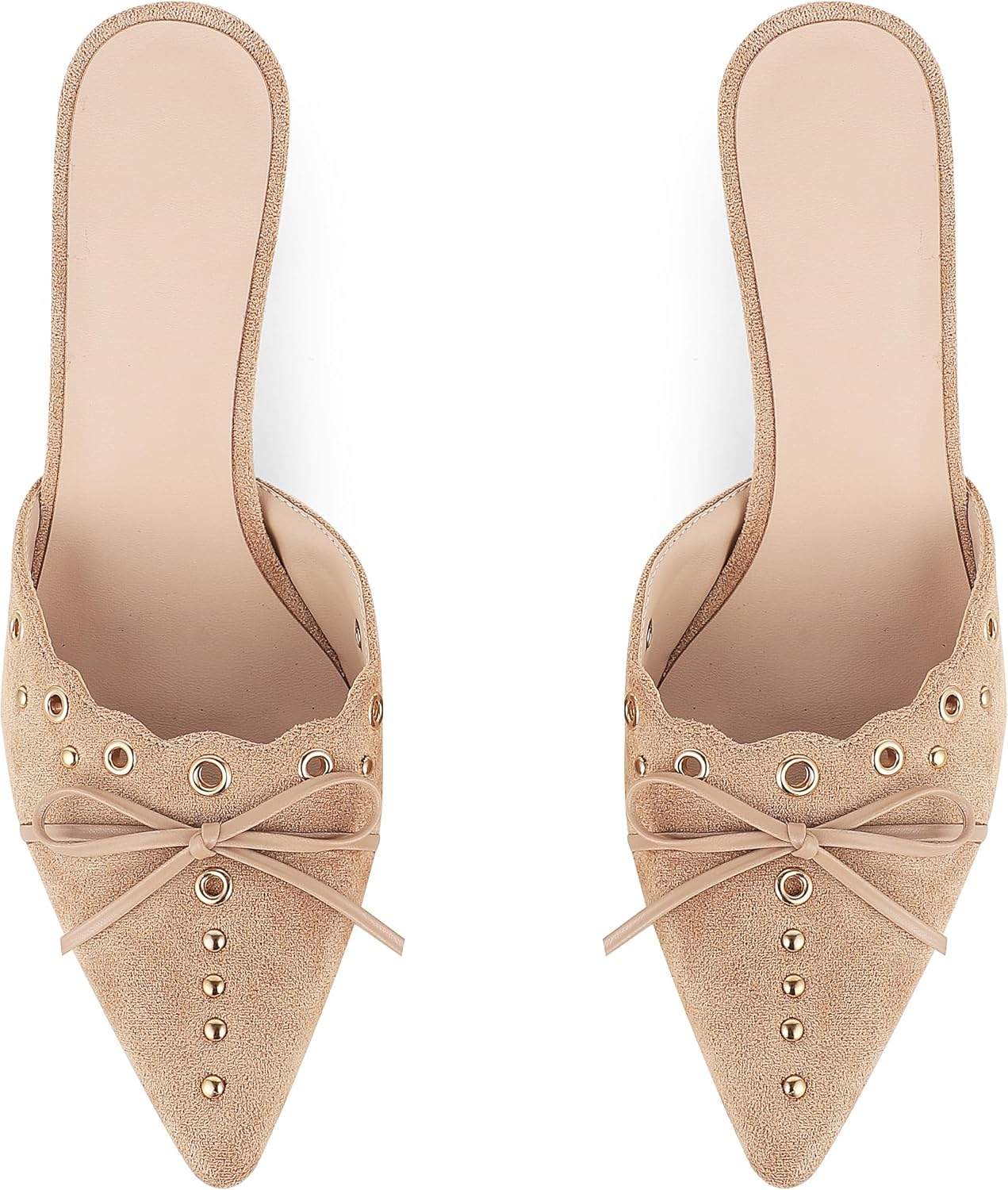 SaraIris Women's Black Mules Heels Pointed Toe Studded Slingback High Heel - Image 3