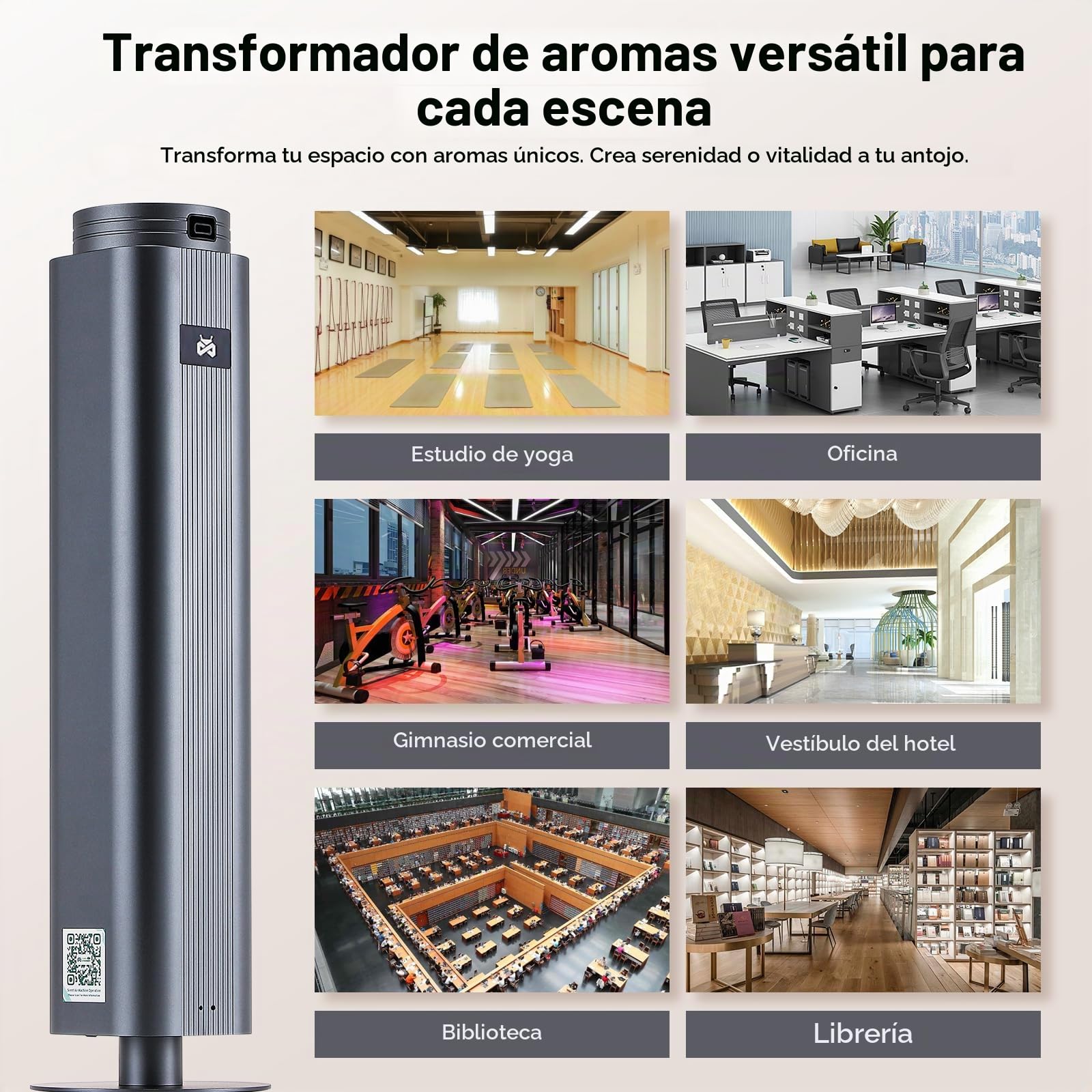 Mxmoonant Difusor de Aceite Esencial sin Aguacon con Niebla Fría, Que Cubre 2000m³, Botella de Aceite de 500ml, App y Remoto Control, Industrial, para Hotelaria, Restaurante, Gimnasios | App/mando a distancia, 2000 m³, detección de aceites esenciales, par