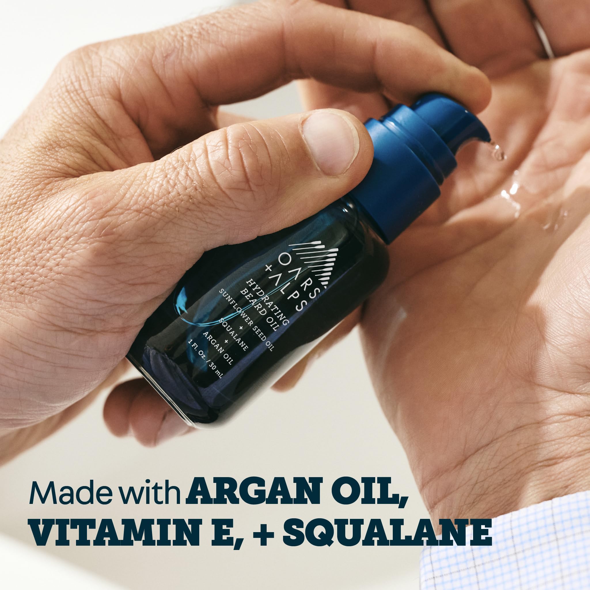 Oars + Alps Hydrating Beard Oil for Men, Moisturizes & Softens Beard, Nourishing Argan & Jojoba Oils, Soothes Skin & Reduces Itch, Lightly Scented, 1 Fl Oz