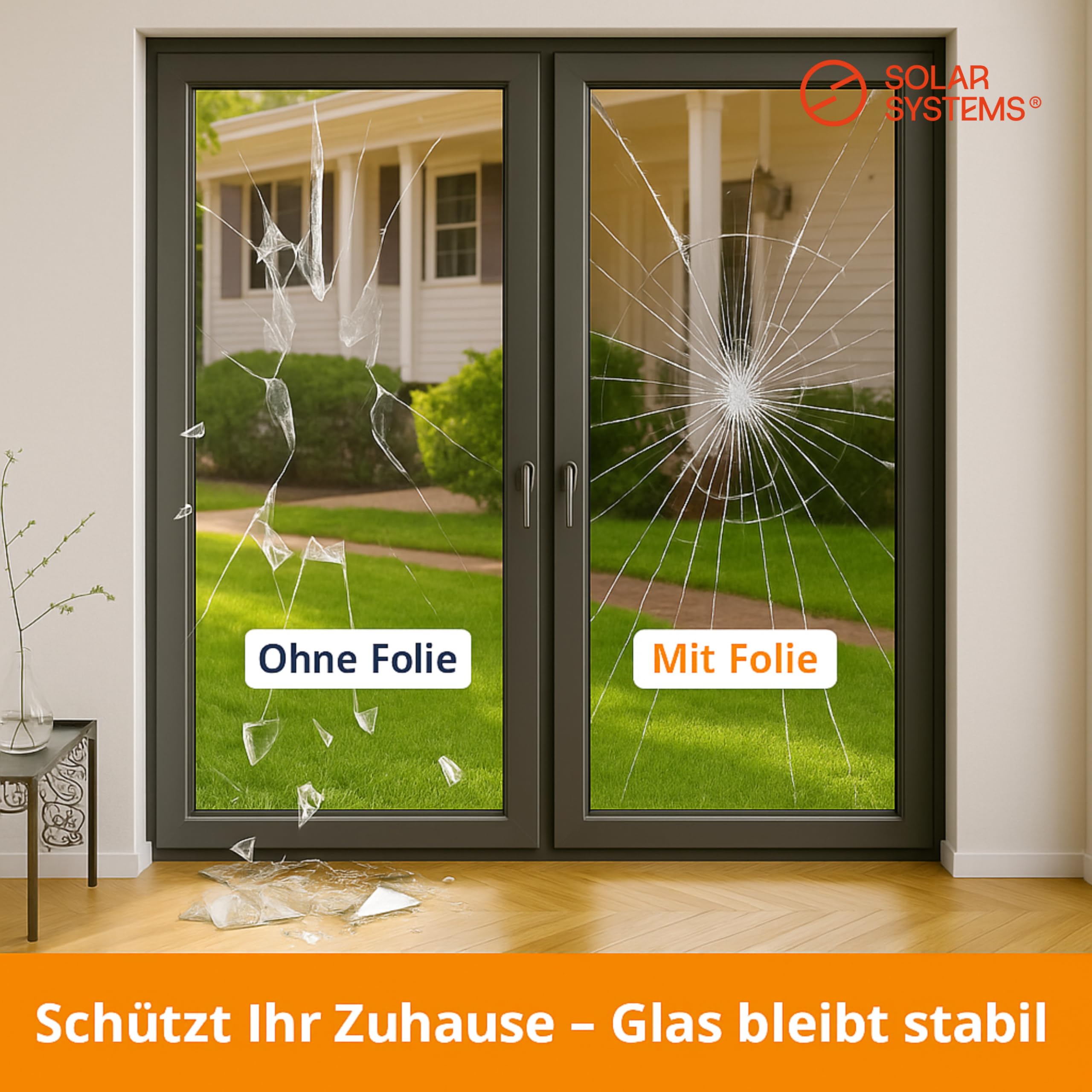 Solar Systems Fenster Splitterschutz Folie Sicherheitsfolie Einbruchschutzfolie Glasschutzfolie + Folienmontage-Set - P0 Clear 4C 2B2 -Transparent 100x152cm