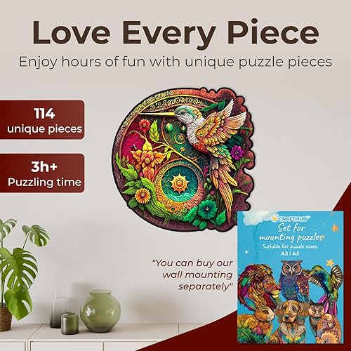 Miniatura 2 de Rompecabezas de madera para adultos, rompecabezas de colibrí Nectar Quest, rompecabezas de madera, con forma de animal, juegos familiares, regalos