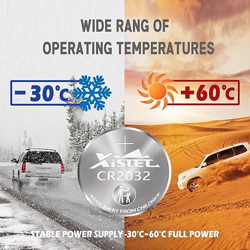 Miniatura 4 de Xislet Paquete de 2 pilas de repuesto para llave remota CR2032 OEM para Altima Jeep, Dodge Chrysler, Subaru, Toyota 2032, llave remota, sin llave,