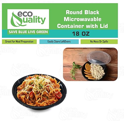 Miniatura 5 de Recipientes redondos de plástico para preparación de comidas con tapas para microondas de 18 onzas  Contenedor de almacenamiento de alimentos