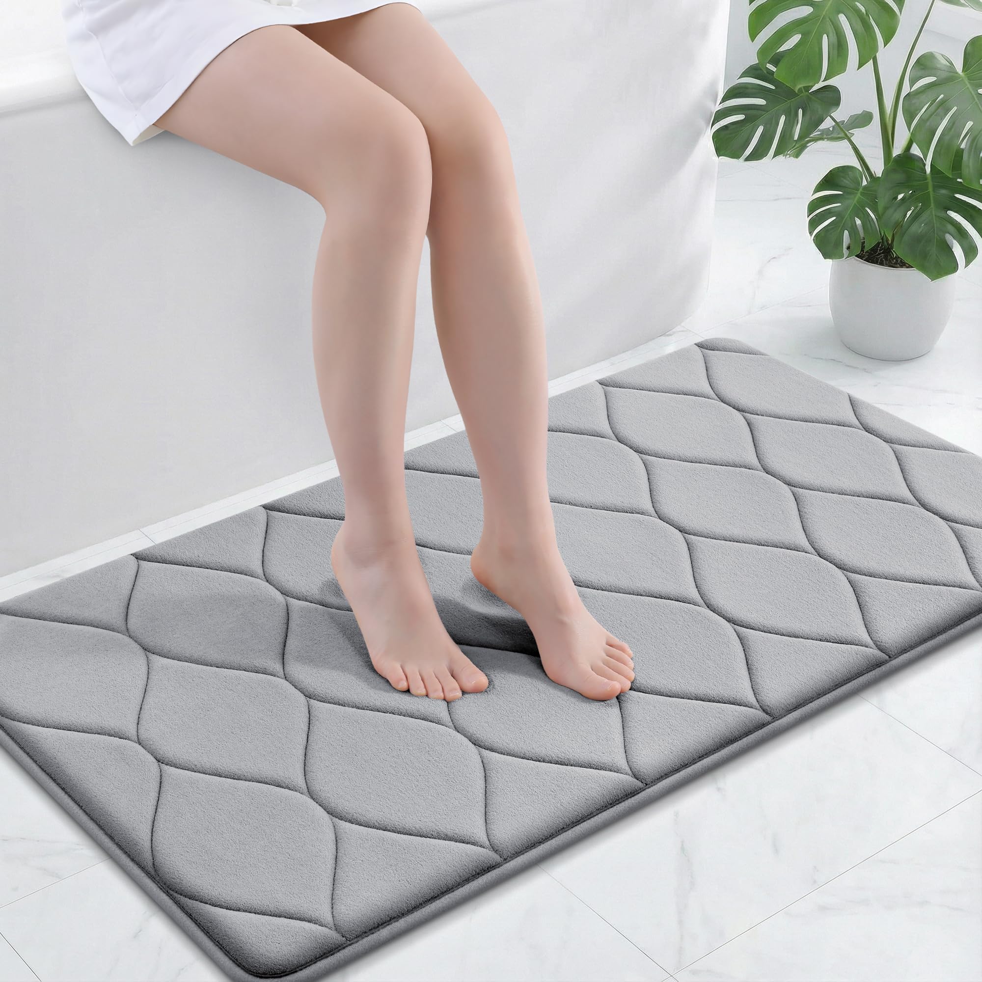 Smiry Memory Foam Bath Mat 44x24, Ultra Soft Absorbent Bathroom Rugs