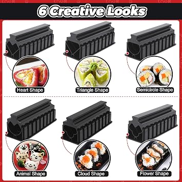 Sushi Making Kit Sushi Maker, 14 Pcs Sushi Kit for Beginners Sushi Roller Kit with Sushi Cutting Mold, Knife, Sushi Mats, Chopsticks(White)