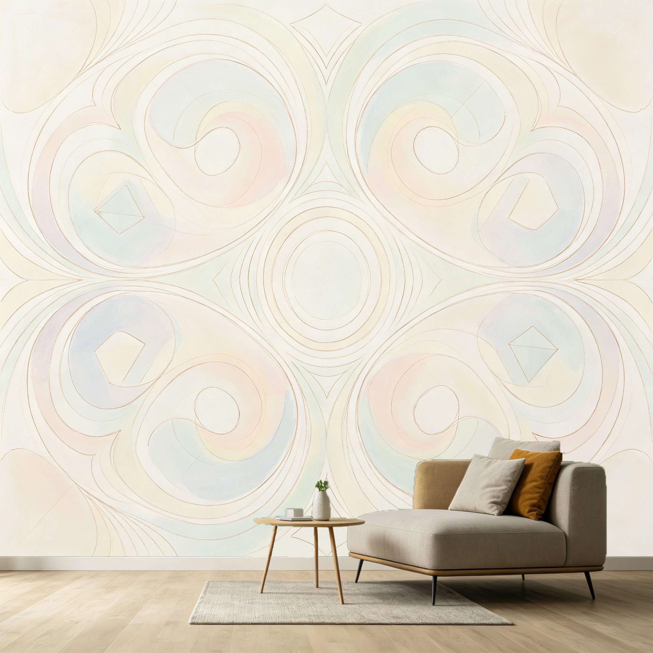 Custom Size Wall Murals Abstract Geometric Minimalist Lines Pastel Tones Watercolor Art SelfAdhesive Wall Fabric Removable Large Wallpaper for Photo Living Room