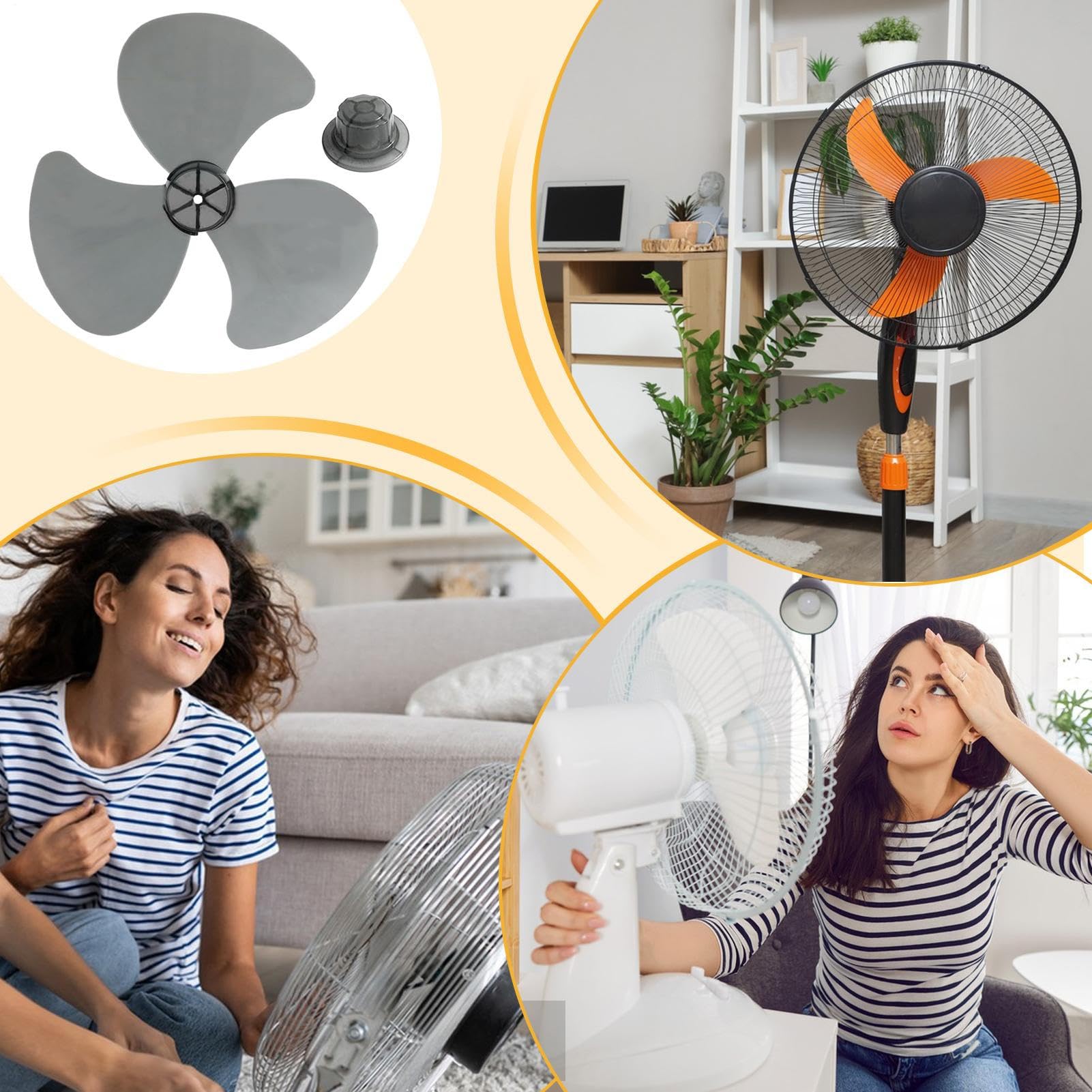 Generico Eliche Ventilatore a Soffitto di Ricambio | Eliche Ventilatore a 3 Pale Sostitutive - Componenti per Raffreddamento Domestico Interno Esterno da Piedistallo