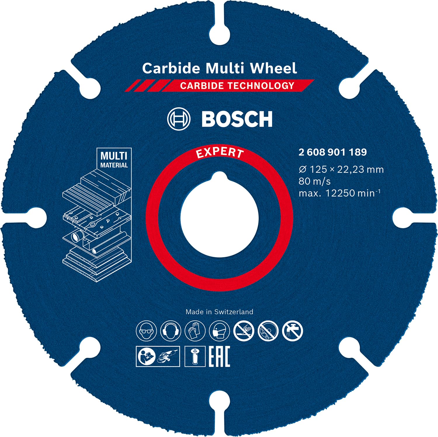 Bosch Professional 1x Expert Carbide Multi Wheel Cutting Disc (for Hardwood, Ø 125 mm, Accessories Small Angle Grinder)