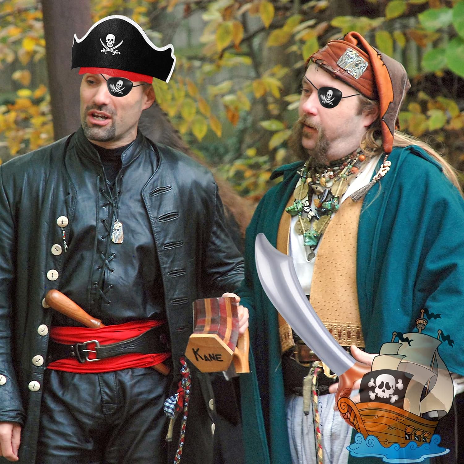 ZeeDix 18 Pcs Pirate Accessories for Kids, Include 6 Pirates Hats, 6 Eye Patches and 6 Swords, Pirate Party Decorations for Christmas, Halloween, Masquerade, Cosplay, Birthday - Image 9