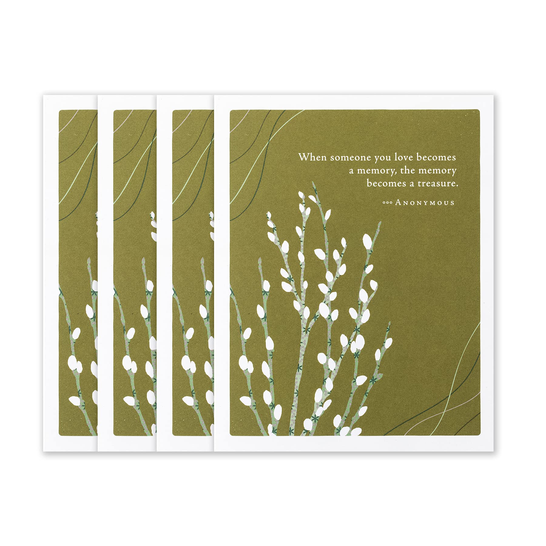 Compendium Positively Green 4-Pack of Sympathy Cards – When someone you love becomes a memory… (Four Cards Total, One Design, with Envelopes)