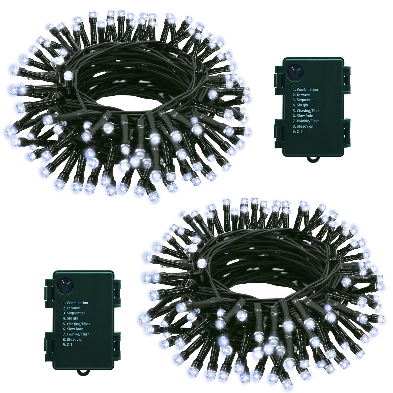 ZAIYW 2 Stück Lichterkette Batterie Weihnachten mit 8 Modi Timer (Kaltweiß) | 7M 70 LEDs Lichterketten Batteriebetrieben, Wasserdicht Lichterkette für Weihnachten Balkon Garten Hochzeit Deko