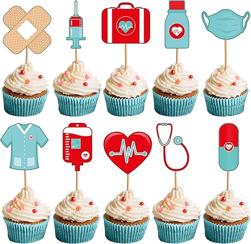 KatchOn, Decoración para cupcakes de enfermera, paquete de 30 unidades, adornos para cupcakes de enfermería, adornos de graduación 2023 para