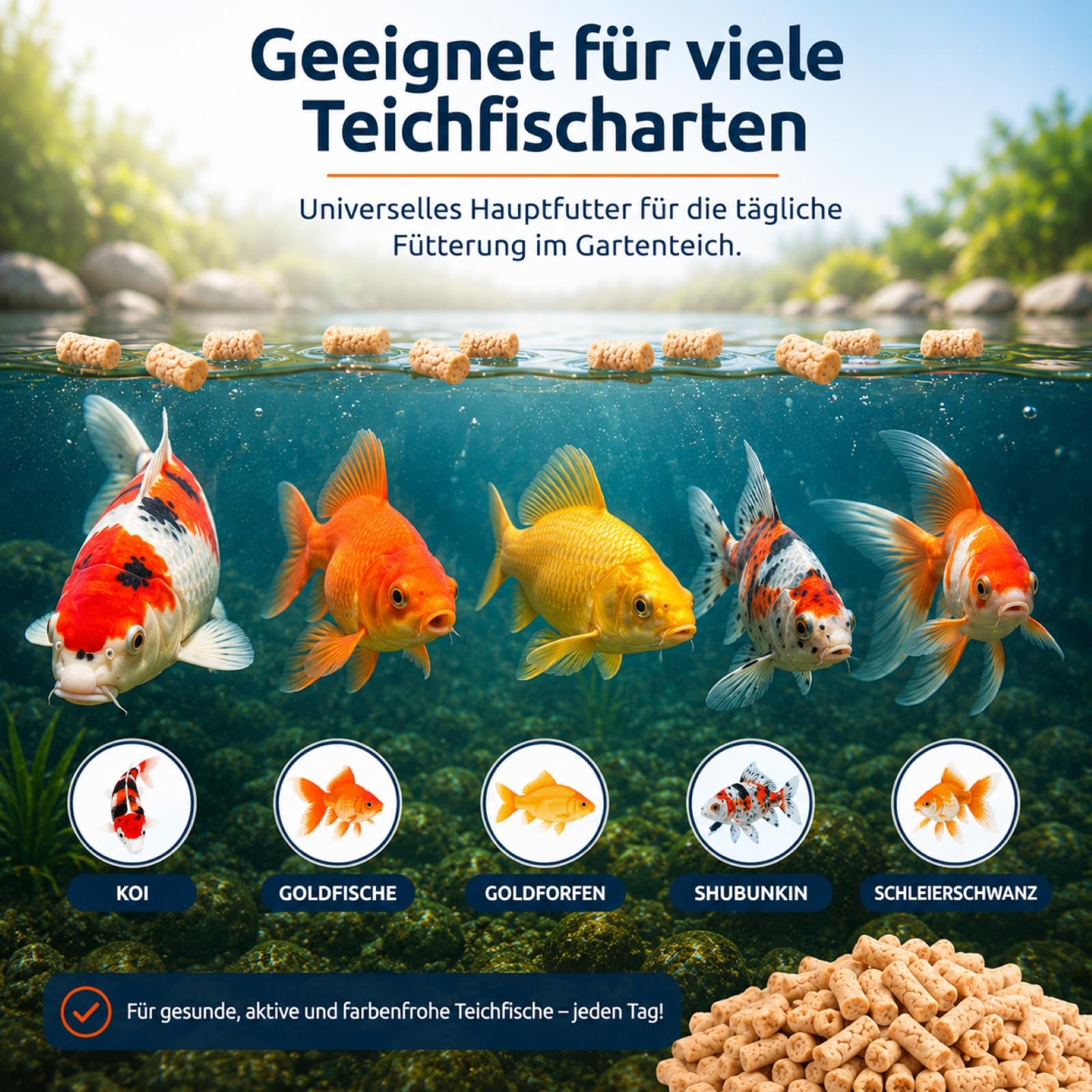 Bâtons de nourriture pour poissons de bassin - 75 l - Pour poissons caroïs rouges et poissons de bassin - Aliment complet flottant avec vitamines faciles à digérer - Bâtons de bassin de jardin pour