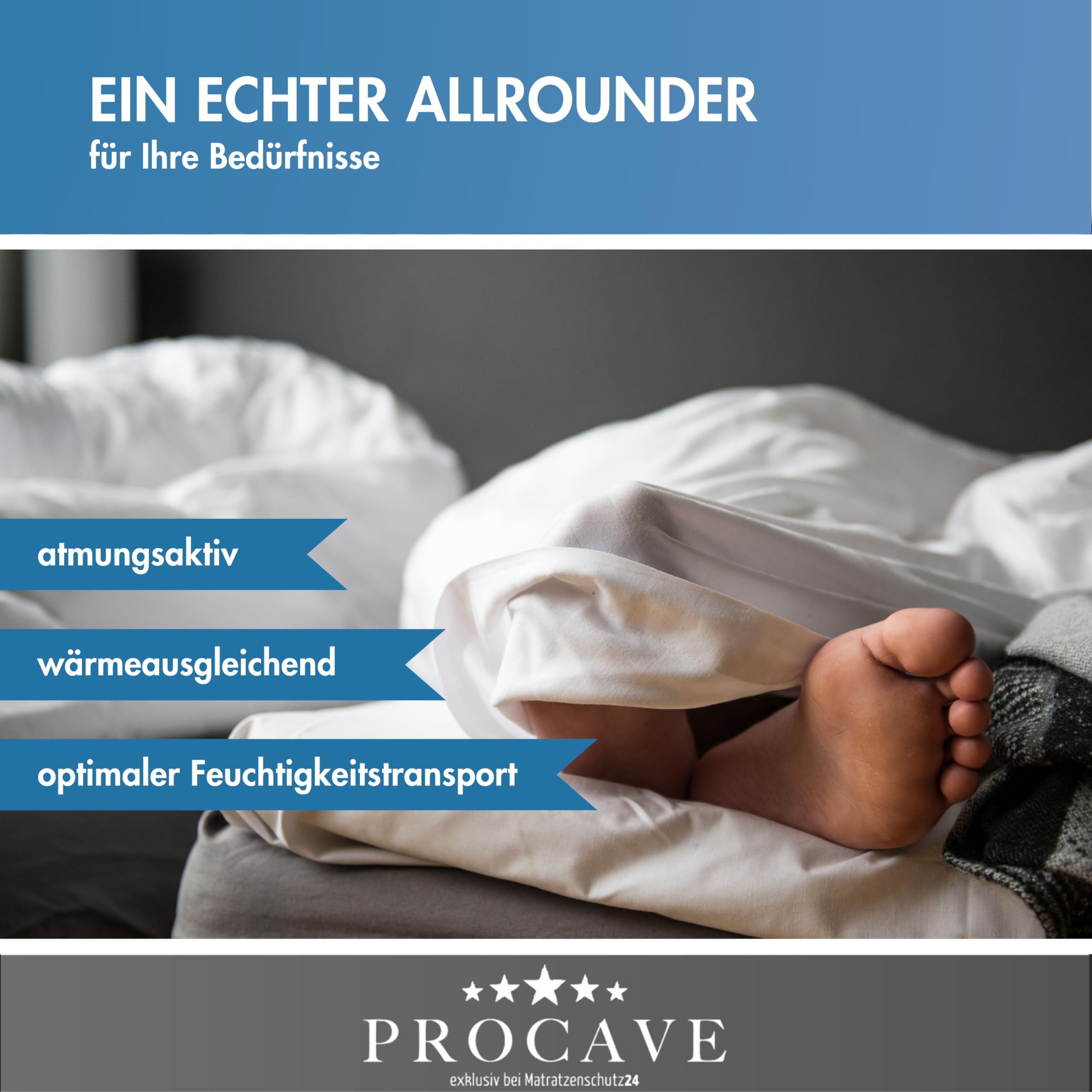 PROCAVE Micro-Comfort Ganzjahresdecke 155x220 cm | Microfaser | Steppdecke | Bettdecke | Einziehdecke | Mono Decke | Steppbett | Soft Touch