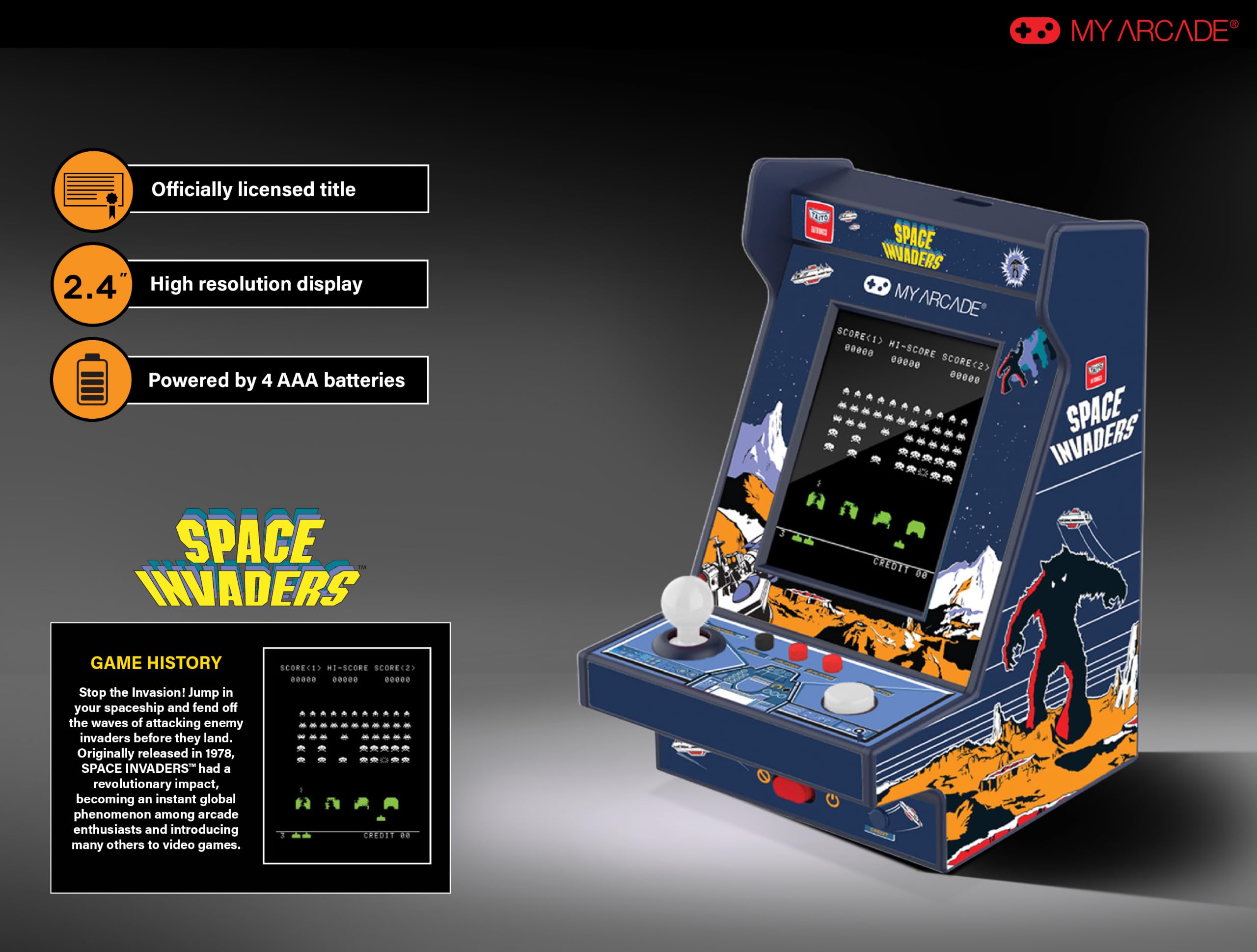 NANO PLAYER PRO 2,4" SPACE INVADERS PORTABLE RETRO ARCADE
