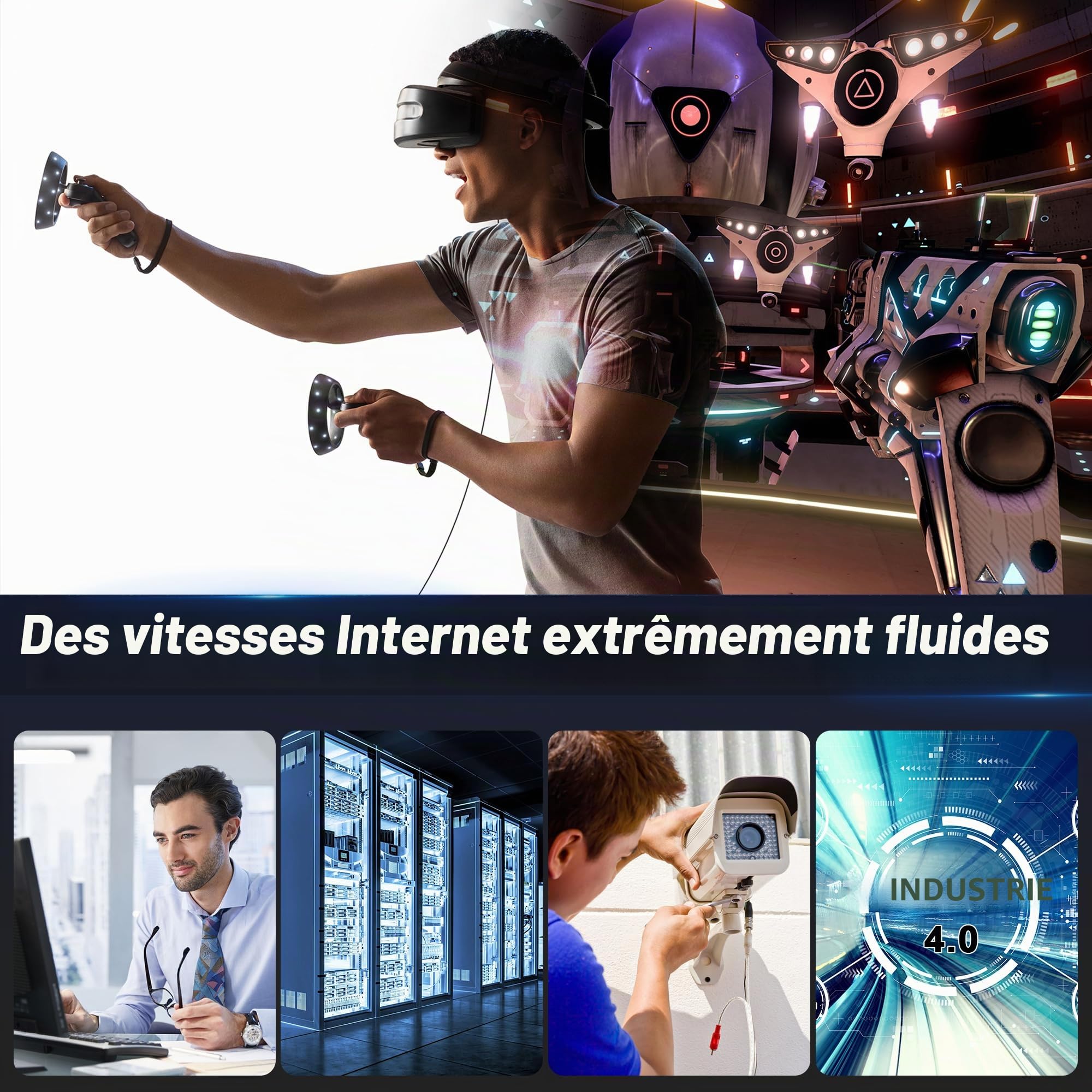 Soibke Cable Ethernet 100m, Cat 7 RJ45 Blindé 100 Mètres Cable Reseau | Haute Vitesse Wifi S/FTP 10Gbps Gigabit Câble LAN Exterieur Anti-interférence Câble Internet Fil Ethernet pour Router Modem