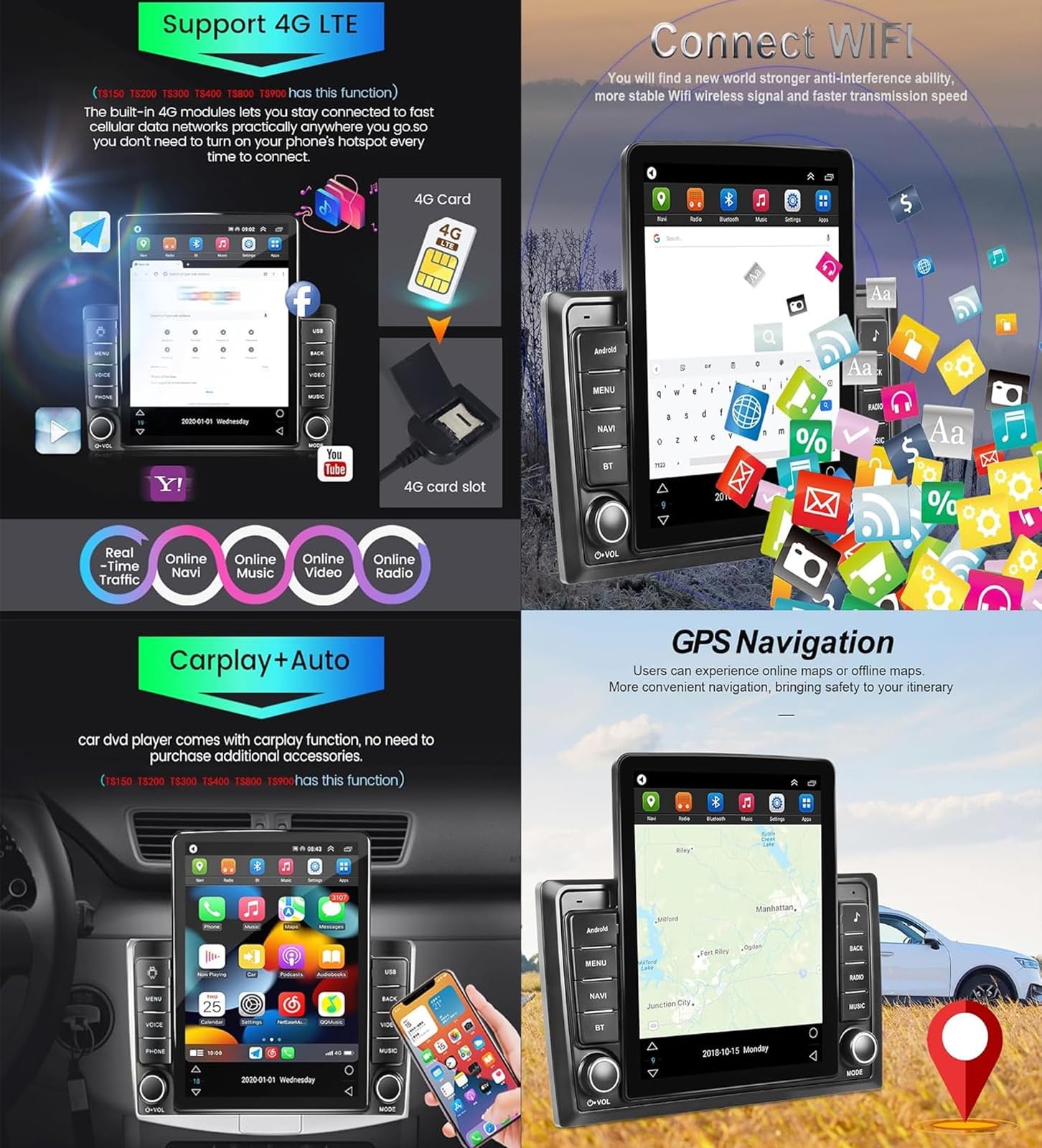 Radio samochodowe z Androidem 15 do samochodu SAT do H-Onda Jazz LHD/RHD (2007-2014) 9,7-calowy Android z odtwarzaczem multimedialnym, Carplay GPS Navigation HiFi BT 5G WiFi SWC, M200s