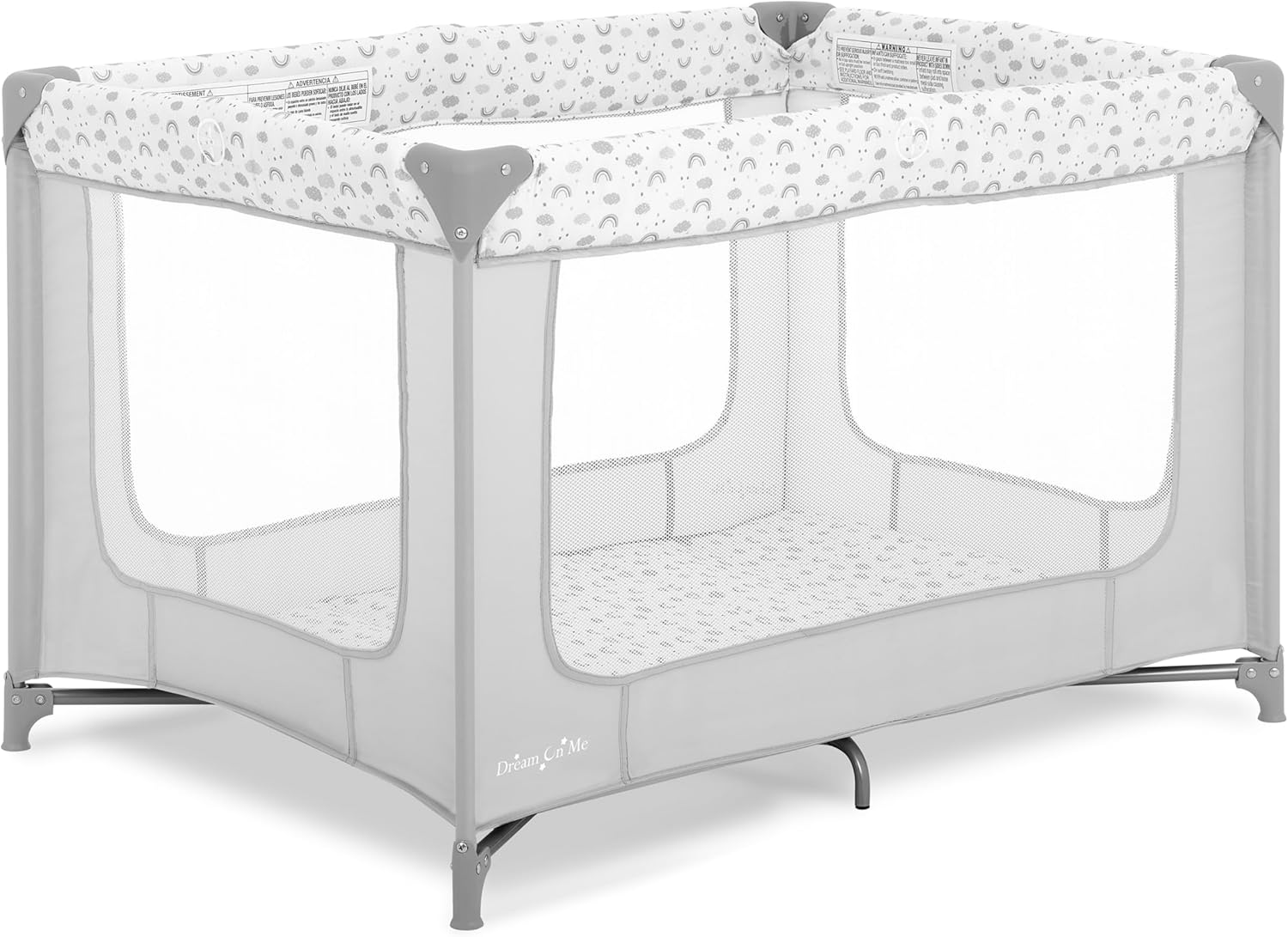 Dream On Me Zodiak Portable Playard in Cool Gray, Lightweight, Packable and Easy Setup Baby Playard, Breathable Mesh Sides and Soft Fabric - Comes with a Removable Padded Mat