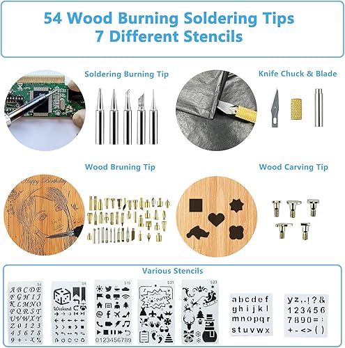 Miniatura 3 de Zistel - Kit de quemado de madera, 116 piezas, herramienta de combustión de madera con temperatura ajustable de 392.0 F a 842.0 F, herramienta de