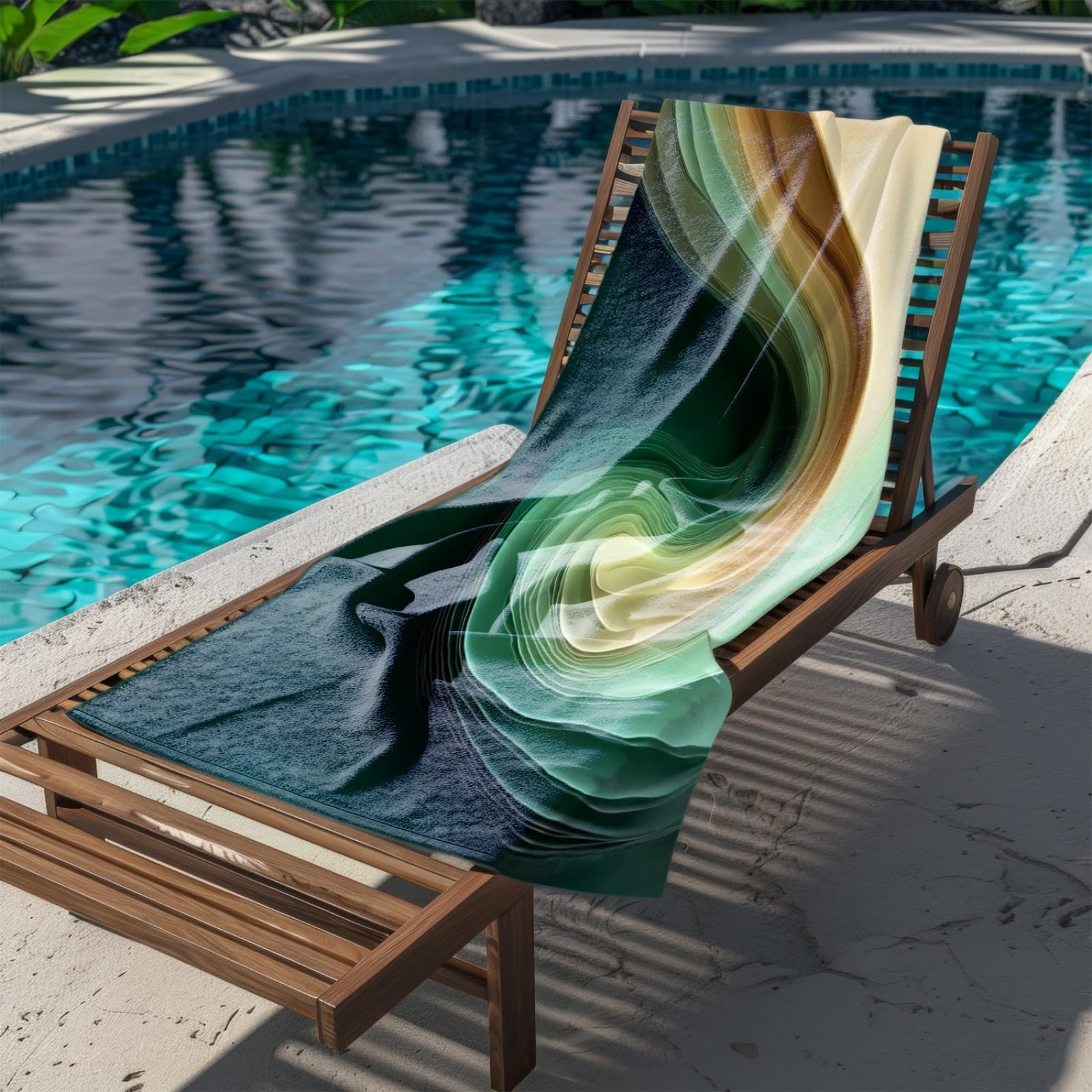 Drap de Plage XXL 200X200 Art Vert Et Jaune Serviettes de Plage en Microfibre,Serviette Piscine Extra Large sans Sable pour Adultes Séchage Rapide