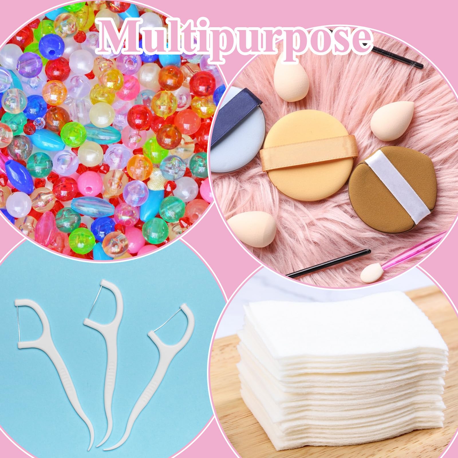 Qianyu 4 piezas de algodón portátil redondo soporte plástico cosméticos almohadillas de algodón contenedor de viaje dispensador de esponja de maquillaje pequeña transparente caja de almacenamiento