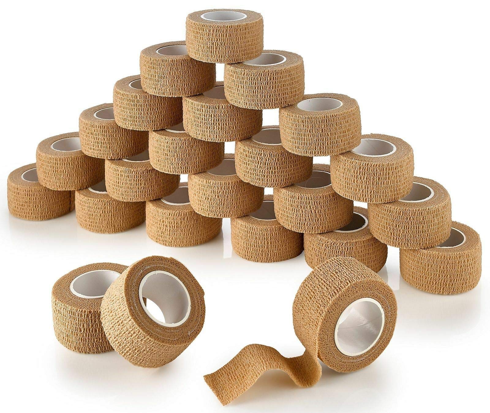 Self Adhesive Bandage Rolls BISIBITA2 Grip Cover Sensi Wrap Tape for Tattoo,Sports,Wrist,Ankle,Pets 5-Yards 24pcs (1…