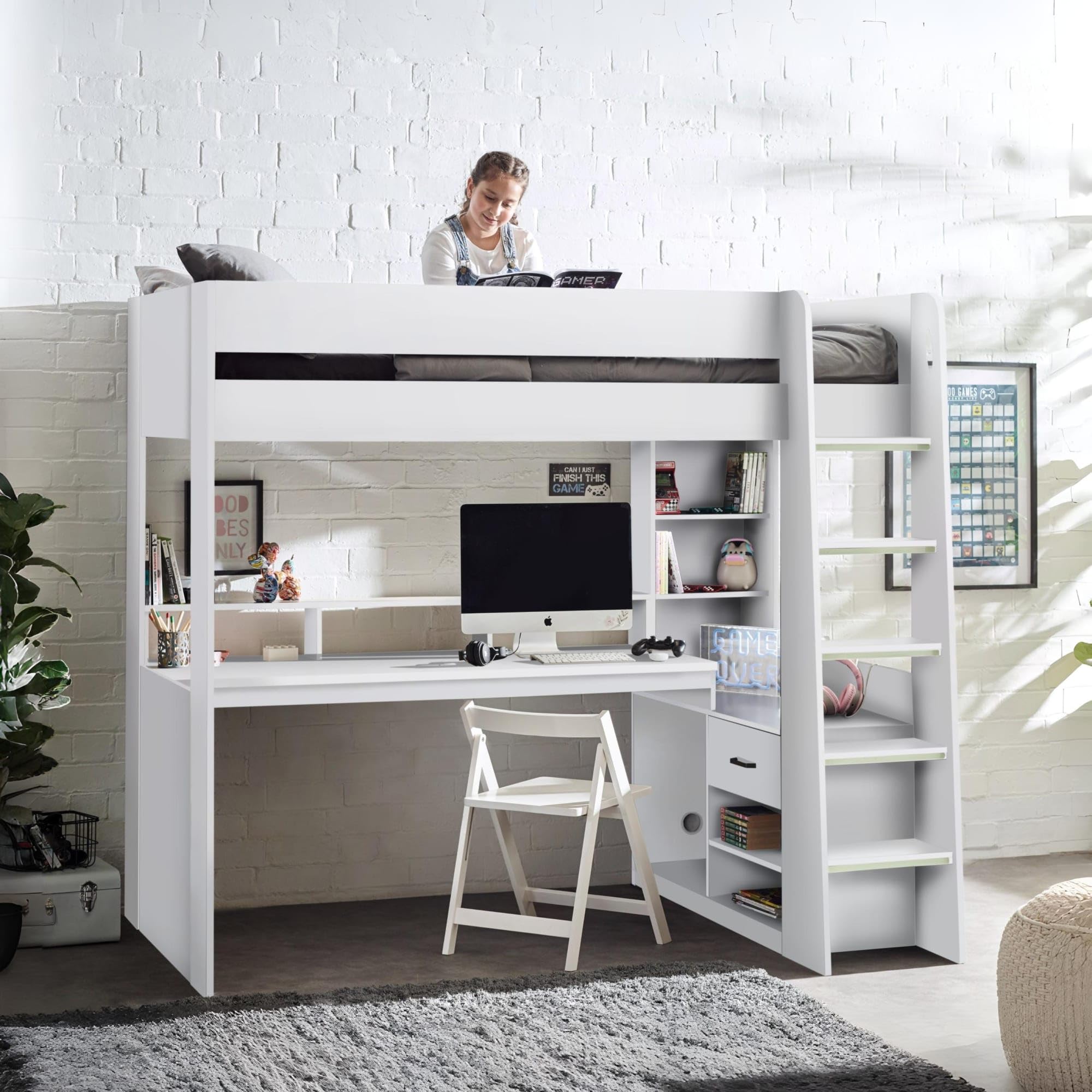 Julian Bowen White Gaming Bunk Bed with Storage