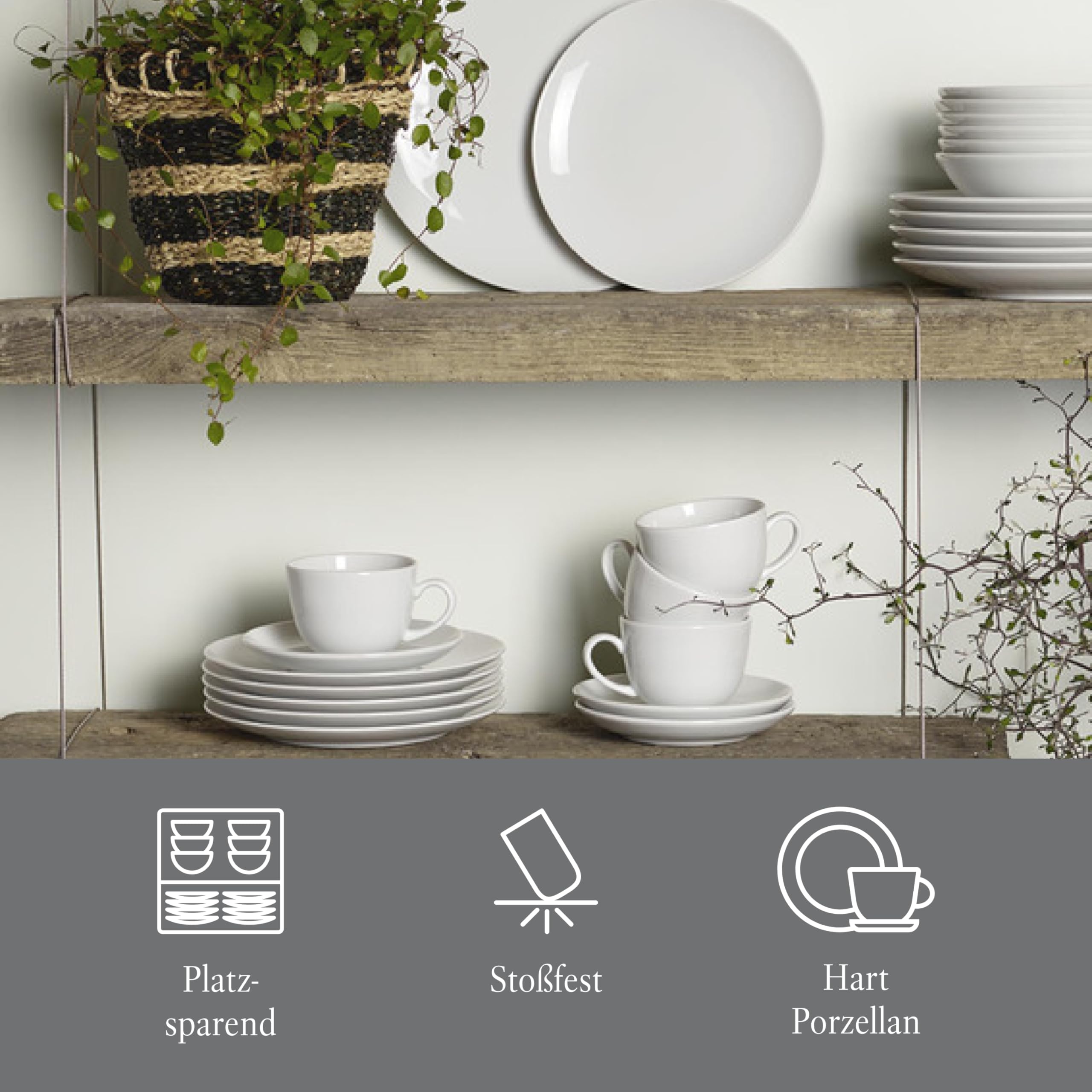 Villeroy & Boch New Fresh Basic Kaffeeservice 18-teilig 6 Personen Weiß Porzellan Spülmaschinenfest Mikrowellensicher