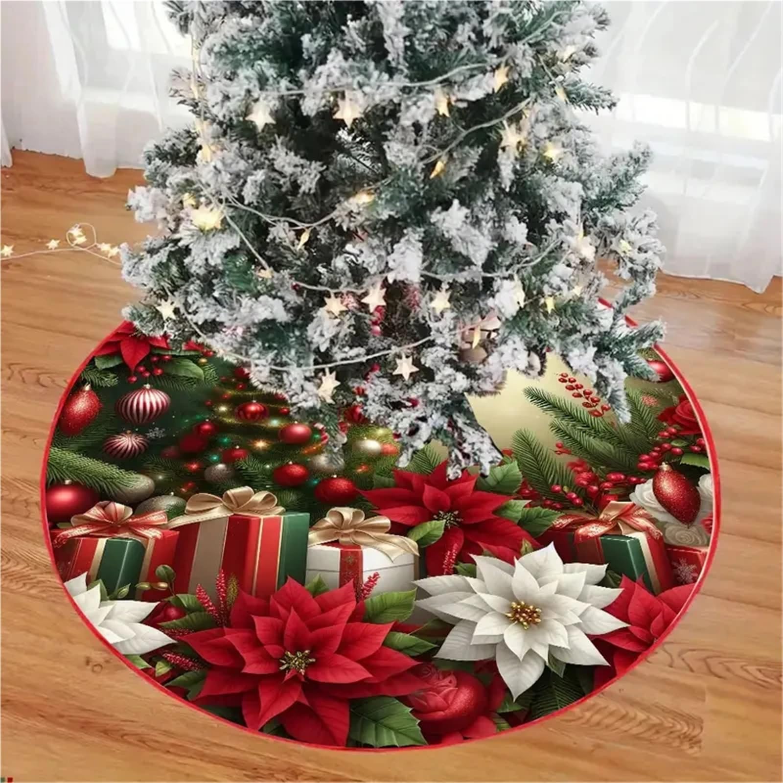 tappeto albero di natale Tappeto for albero di Natale, vestito con motivo ricamato, decorazioni for feste Capodanno(Diameter 120cm)