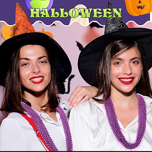 Miniatura 6 de 200 collares de cuentas moradas ovaladas de Mardi Gras a granel, recuerdos de fiesta, 33 pulgadas y 0.276 in, collares de disfraz de cuentas de