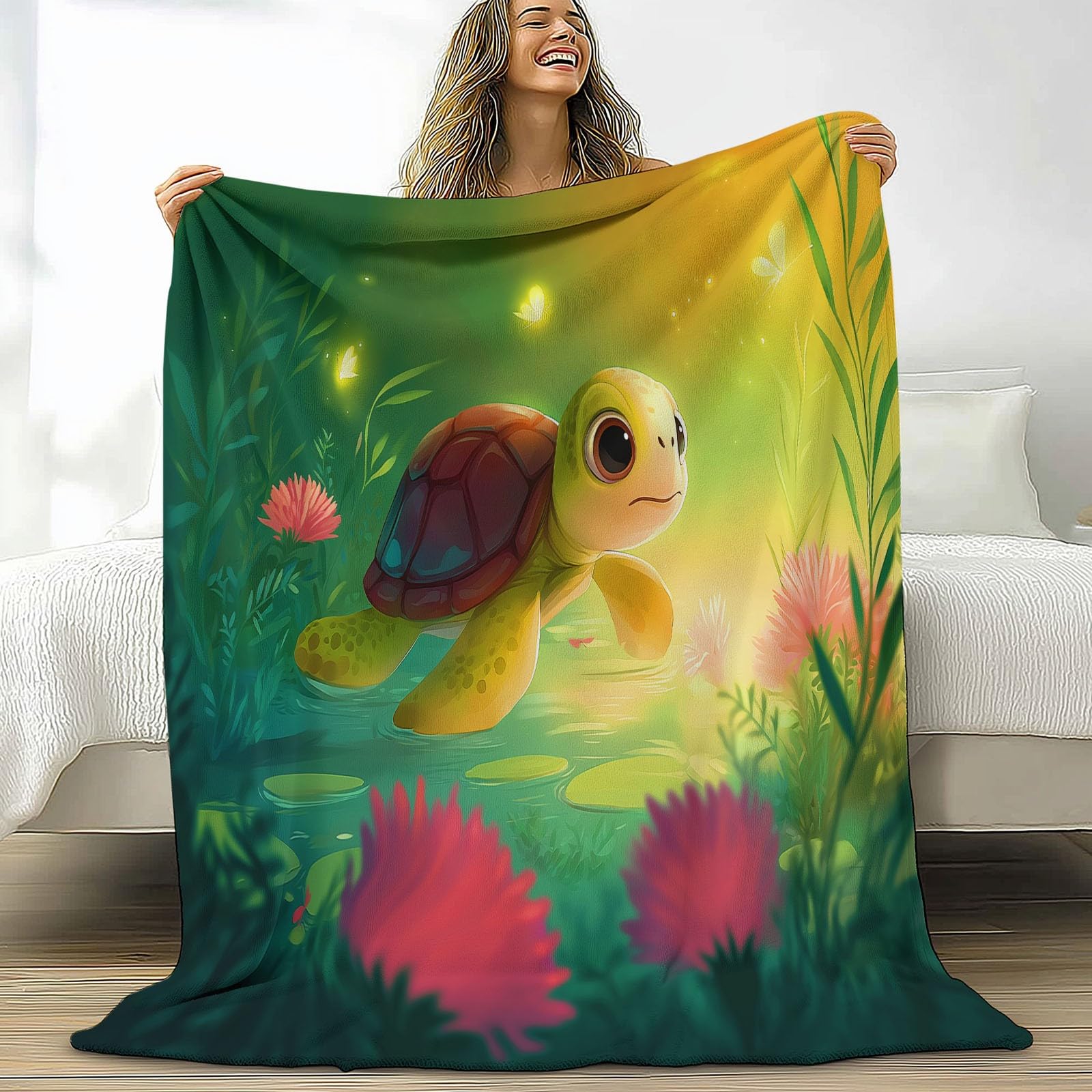 Couverture de lit polaire flanelle 150x200 jeté canapé tortue