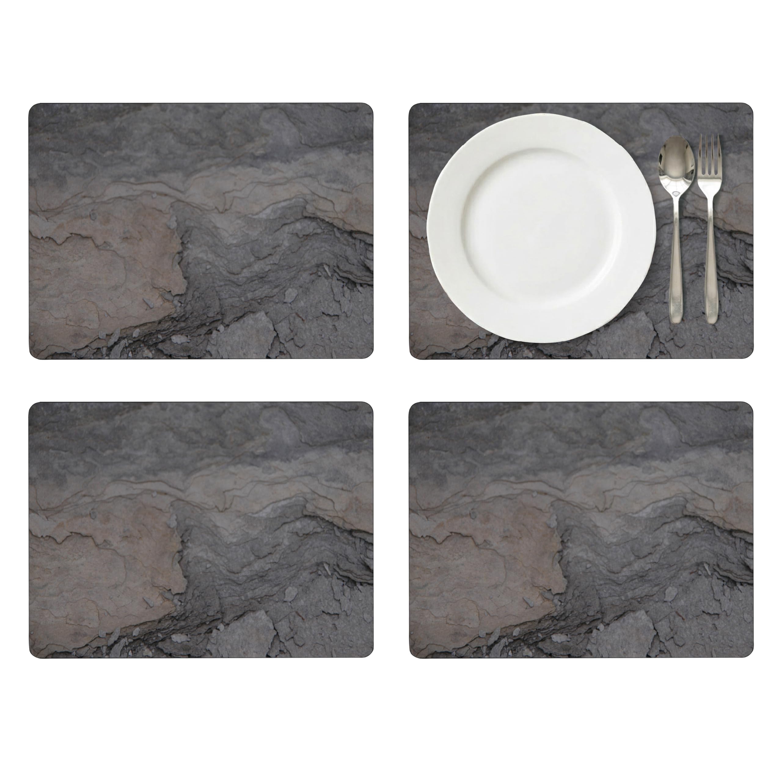 Pimpernel Set of 4 Midnight Slate Placemats - Cork-Backed Table Mats, Multi-Color Design with Heat Resistance & Stain Protection for Everyday Dining, 40.1 x 29.8cm