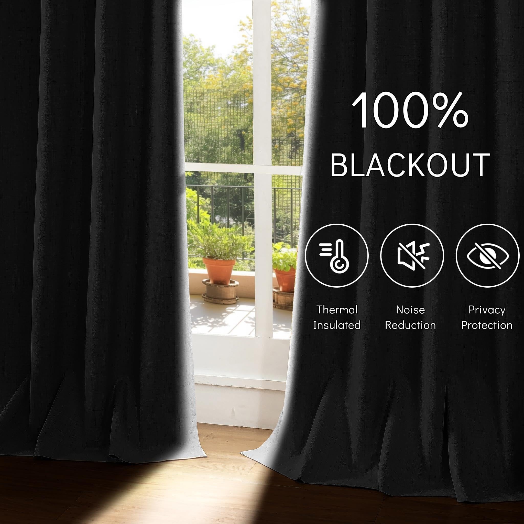 Leinenvorhänge for den Raum, Verdunkelungsvorhang, vollständiger, Sichtschutz mit Ösen Oben, thermisches Fensterpaneel(Light Grey,52" W x 102" L (Pack of 2))