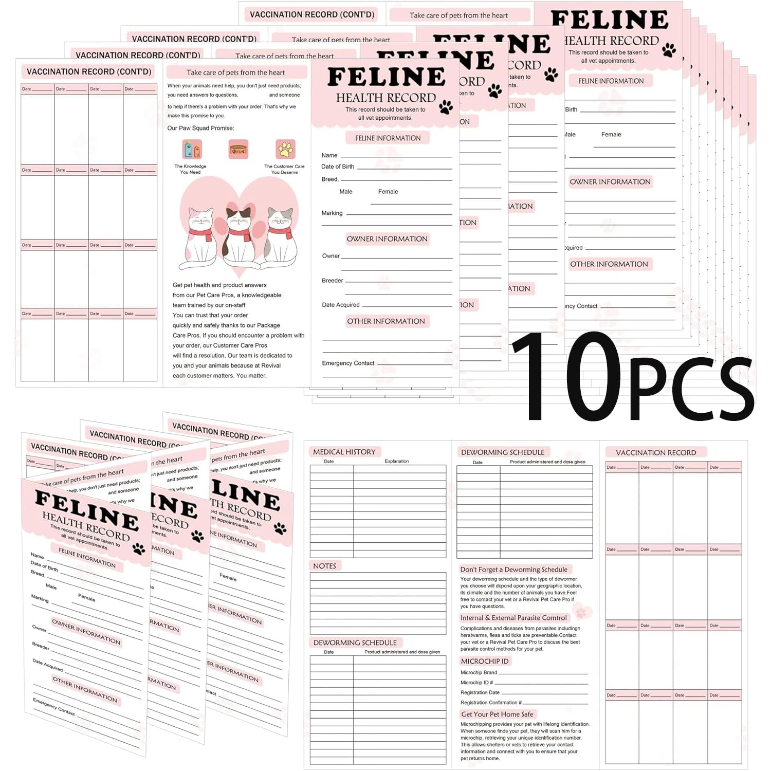 Pop Resin 25 Pack Pink Puppy Record Cards 8.3 x 11 Inch Dog Canine Health Record Books, 8.3 x 11 inches - Image 3