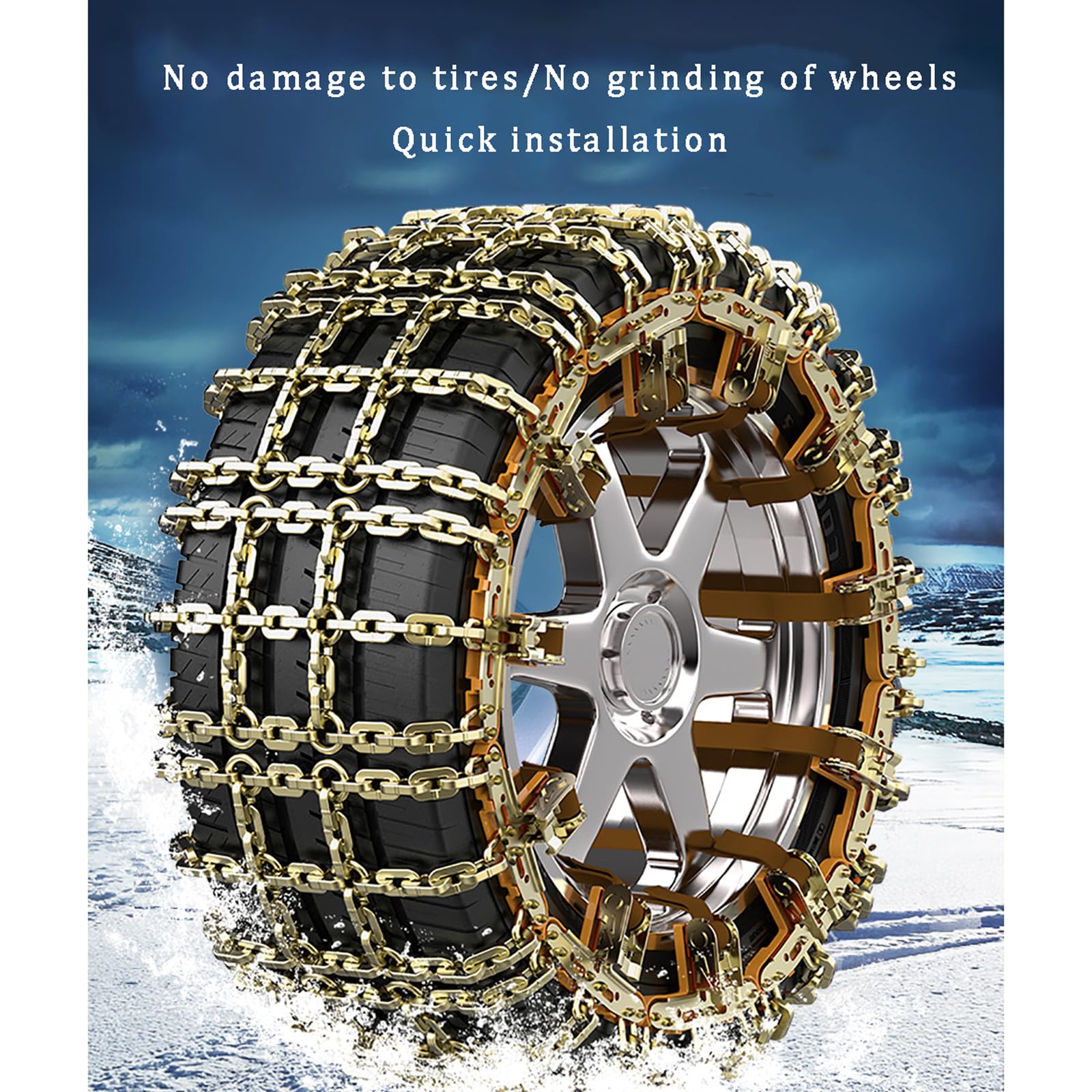 1/2 Pcs Cadenas Coche Nieve Cadenas de Nieve para Coche Universal Reusable Anti Snow Chains Instalación Rápida y Fácil Montaje Rápido Cadenas Nieve para la Mayoría de Automóvil SUV