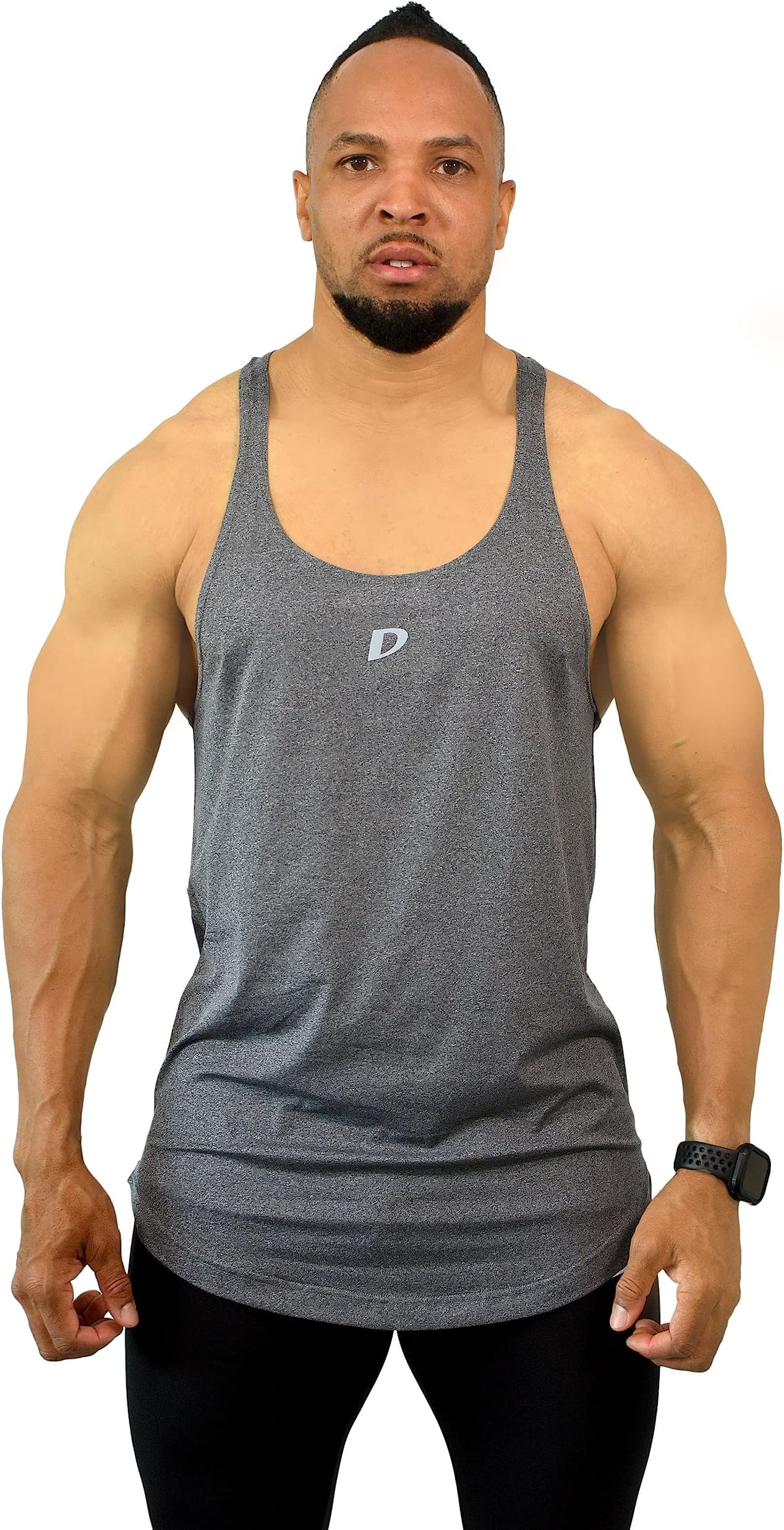 DECISIVEFitness Tank Top for Men - 2 Tone Slim Fit Gym Vest Stringer