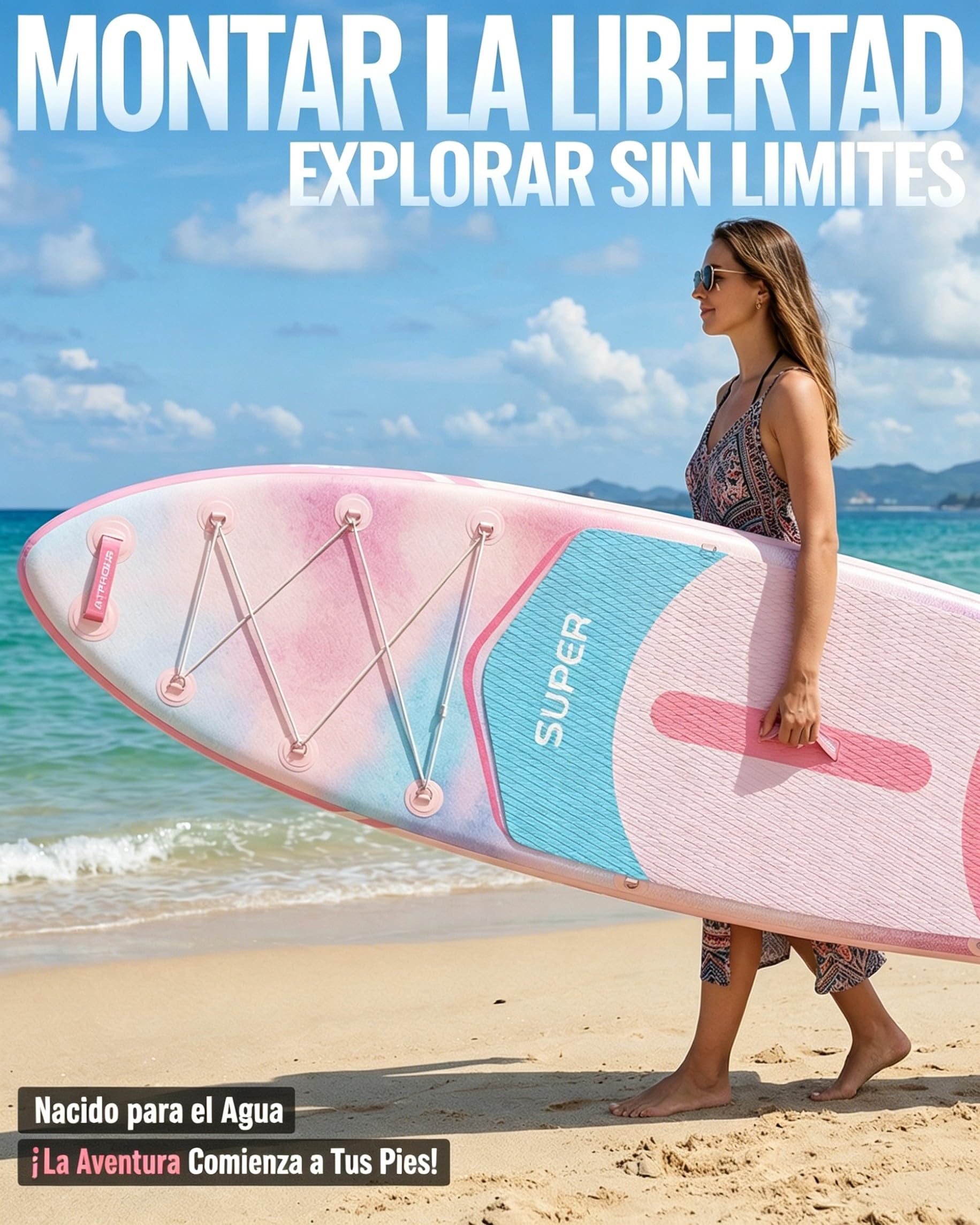 Tabla Sup Hinchable 2 Personas Set Completo Accesorios | Extra Ancha 320x84cm Carga 200kg Gran Estabilidad y Cubierta Antideslizante