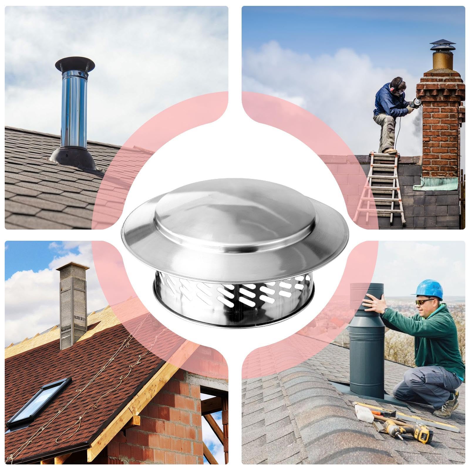 Sombrero De Lluvia De Techo De 200 MM De Acero Inoxidable 304, Cubierta De Chimenea, Capucha De Ventilación, Sombreros De Chimenea Tapón De Escape Para Aislamiento, Tapón De Chimenea, Tubo De