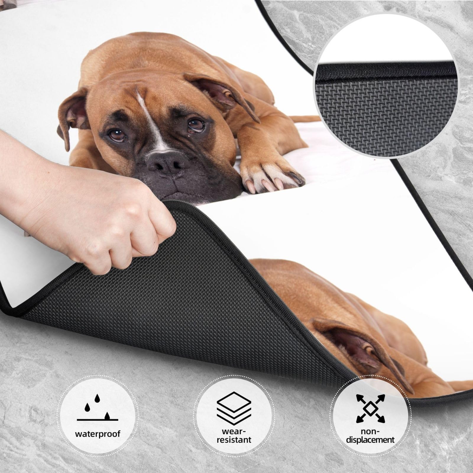 Boxerhund, 4er-Set Auto-Fußmatten, Neopren-Fußmatten für Fahrzeuge, rutschfeste Auto-Fußmatten, Autozubehör