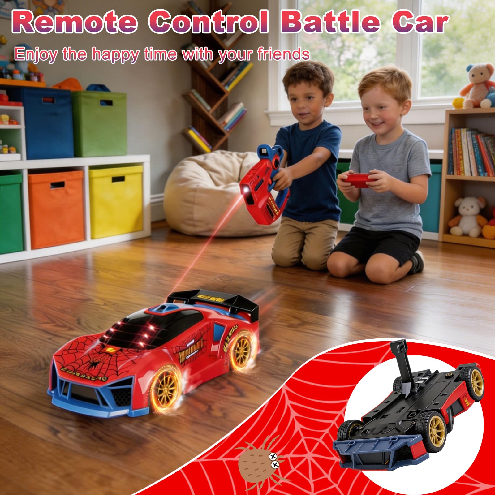 Auto telecomandata 3 in 1 con pistola a infrarossi, effetti di tiro e flip, 2,4 GHz RC Drift Car Battle Set, 2 giocatori, telecomando interattivo, regalo per bambini e bambine