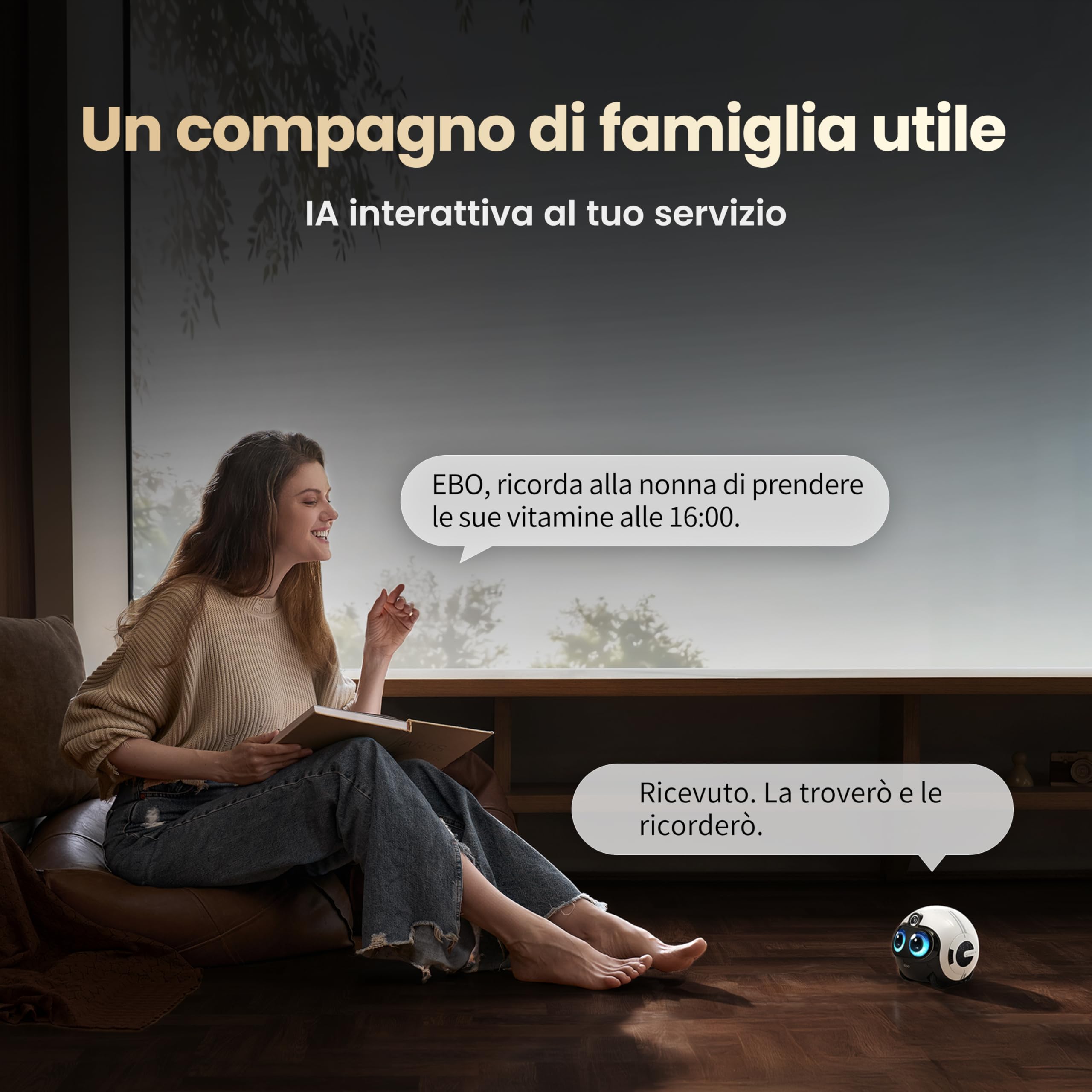 Enabot EBO Max FamilyBot – Robot Telecamera AI Multimodale con Interazione Personalizzata, Videochiamata e Memoria Adattiva – per Famiglia e Animali