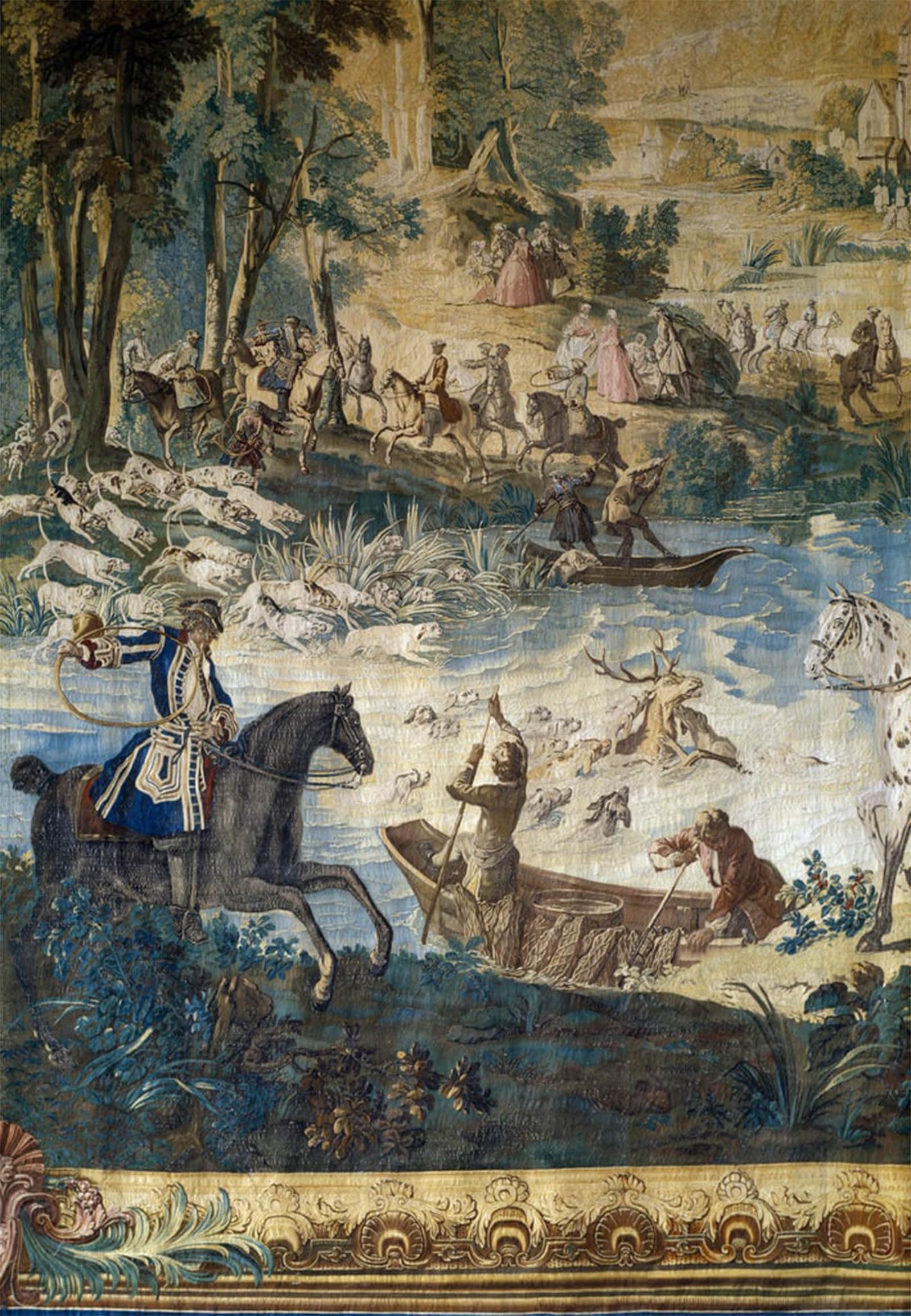 ARTXLXXBN Famous Print Painting Colorful Art Print Hunting of Louis Xv the Death of the Deer in the Pond by Jean Baptiste Oudry Canvas Art Decorations for Home Decor 60x90cm