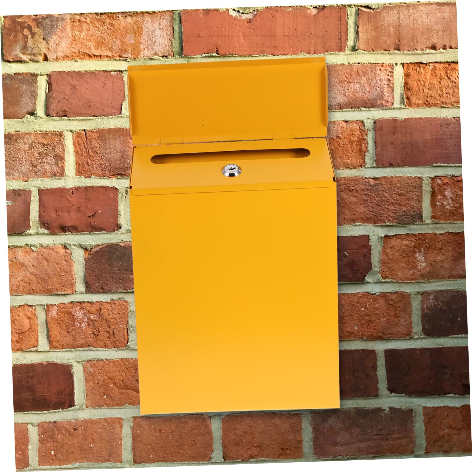 Abschließbarer Wandbriefkasten aus Eisen mit Großem Stauraum und Einfachem Design für Fabriken und Arbeitseinheiten Gelber Briefaufbewahrungsbox für Vertrauliche Post