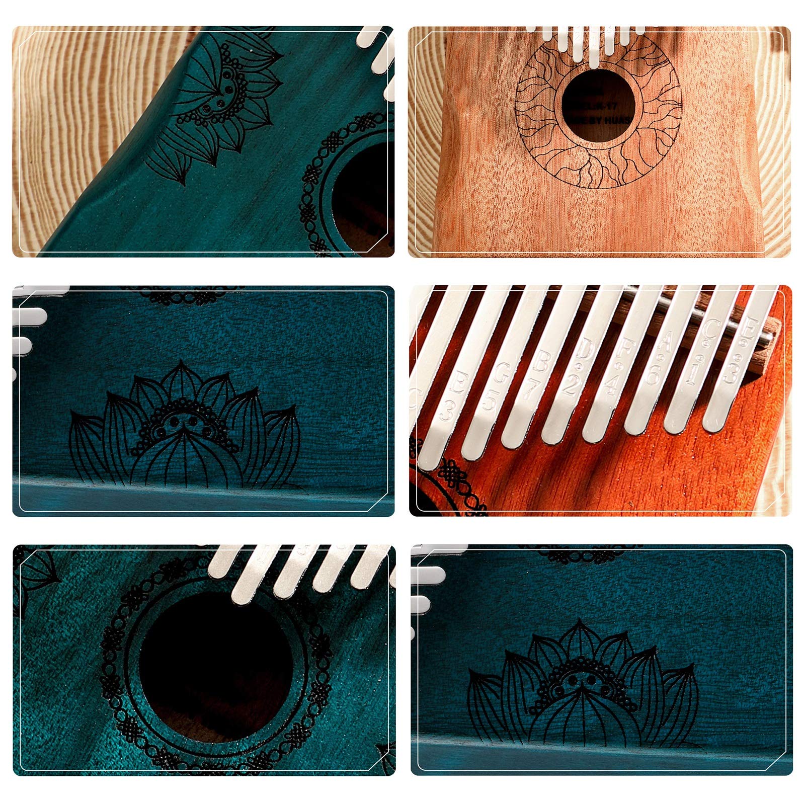 Kalimba Thumb Piano 17 Claves, Mbira Sanza portátil con Martillo de Ajuste y folleto de Estudio, Regalo para niños Adolescentes Adultos Principiantes Profesionales (Color : B1)