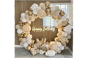 White and Gold Balloons Arch Kit for Baptism Decoration